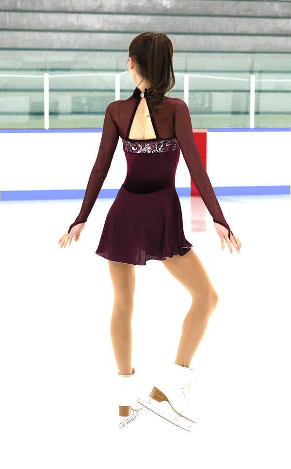 Jerry's Crystal Fanfare #596 Beaded Skating Dress - Burgundy