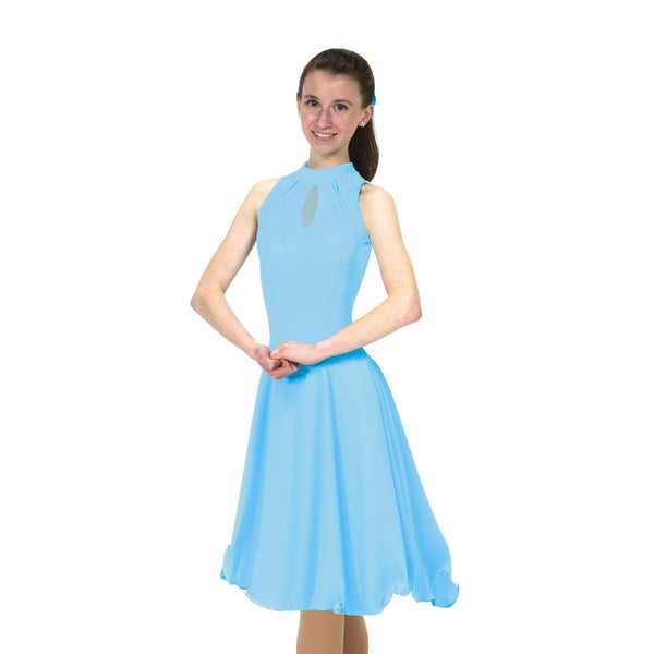 Solitaire Ready to Ship Keyhole Unbeaded Dance Skating Dress - Crystal Blue