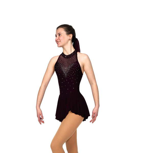 Solitaire Ready to Ship Cross Back Beaded Skating Dress - Black