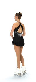 Solitaire Tapered Cut Beaded Skating Dress - Black