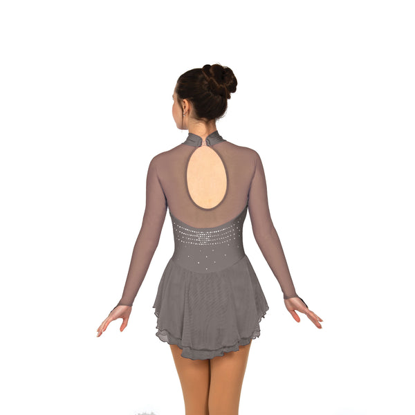 Solitaire Ready to Ship Classic High Neck Unbeaded Skating Dress - Grey