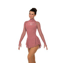 Solitaire Ready to Ship Classic High Neck Linear Beaded Skating Dress - Tea Rose