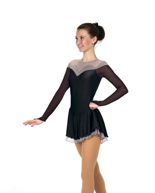 Solitaire Shaded Sweetheart Unbeaded Skating Dress - Black Smoke