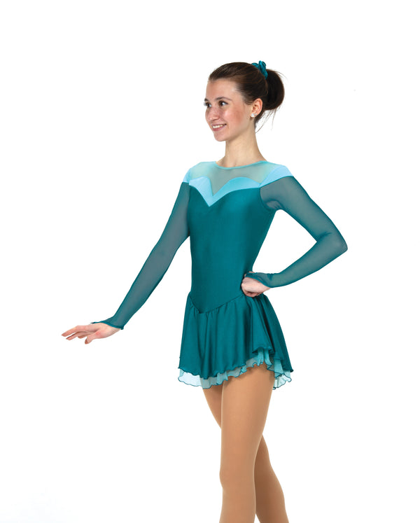 Solitaire Shaded Sweetheart Unbeaded Skating Dress - Deep Sea