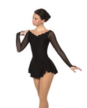 Solitaire Scalloped Sweetheart Unbeaded Skating Dress - Black