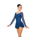 Solitaire Ready to Ship Scalloped Sweetheart Unbeaded Skating Dress - Royal