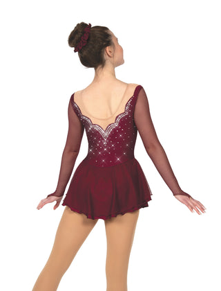 Solitaire Scalloped Sweetheart Unbeaded Skating Dress - Wine