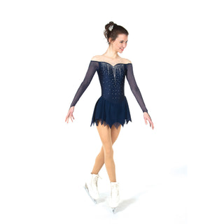 Solitaire Icicle Hem Beaded Skating Dress - Navy