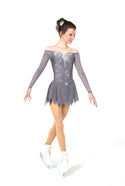 Solitaire Icicle Hem Beaded Skating Dress - Silver