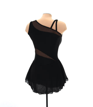 Solitaire Mesh Inset Unbeaded Skating Dress - Black