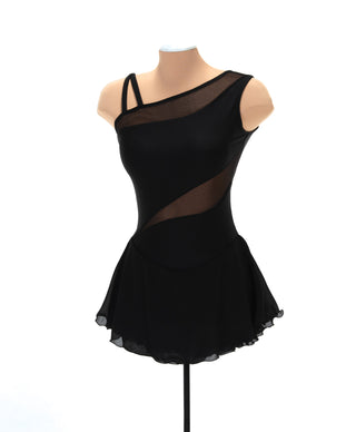 Solitaire Mesh Inset Unbeaded Skating Dress - Black