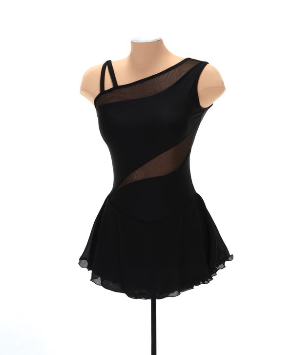 Solitaire Mesh Inset Unbeaded Skating Dress - Black