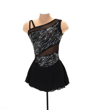 Solitaire Mesh Inset Beaded Skating Dress - Black