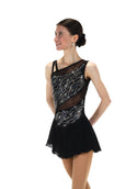 Solitaire Mesh Inset Beaded Skating Dress - Black