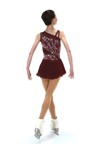 Solitaire Mesh Inset Beaded Skating Dress - Wine