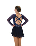 Solitaire Low Scoop Back Unbeaded Skating Dress - Navy