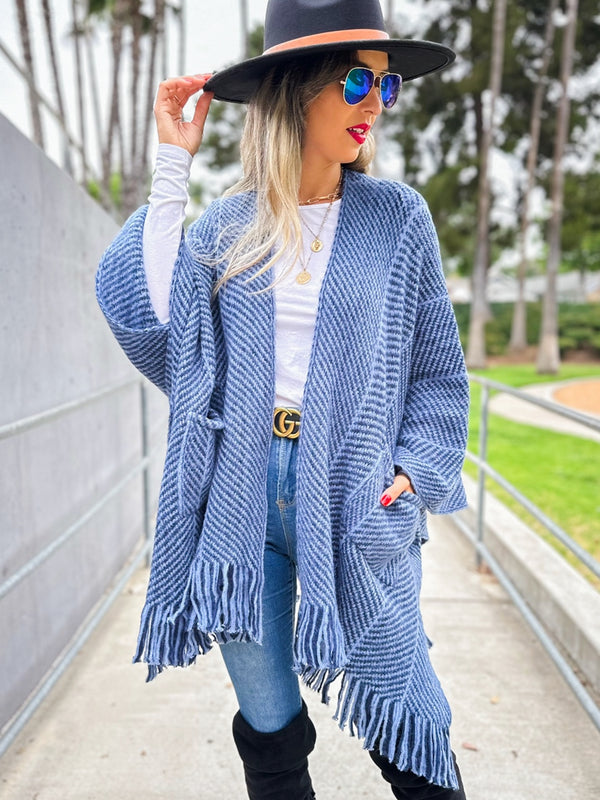 Ready to Ship Ruana Cardigan - Blue