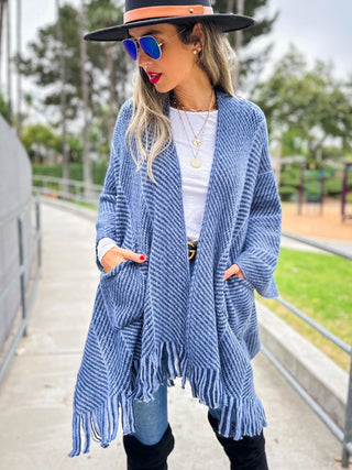 Ready to Ship Ruana Cardigan - Blue