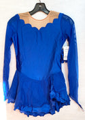 Solitaire Ready to Ship Scalloped Sweetheart Unbeaded Skating Dress - Royal