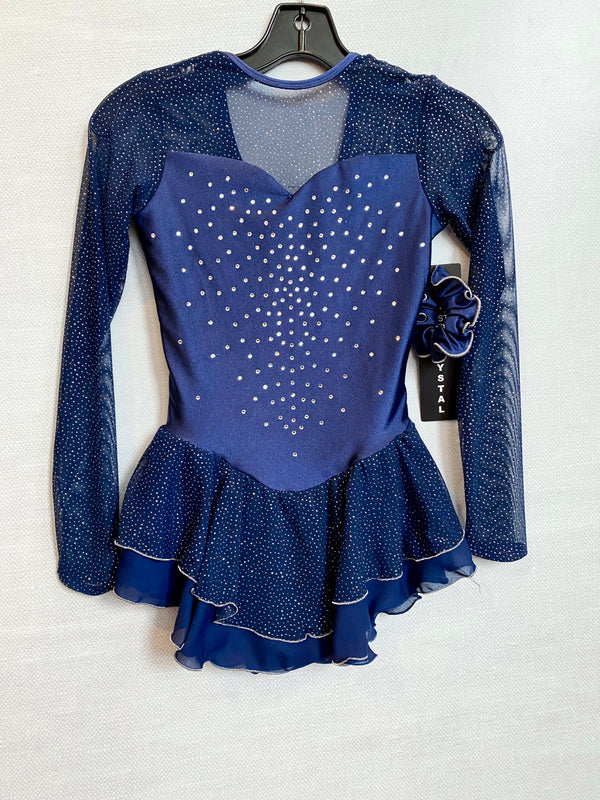 Jerry's Ready to Ship Crystal Kisses #614 Beaded Skating Dress - Navy