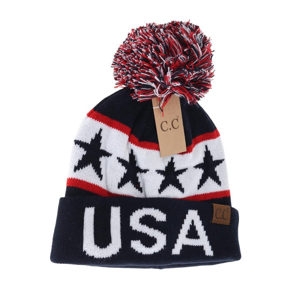 CC Beanie Ready Ship USA Pom Hat