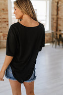 Ready to Ship Black V-Neck Top