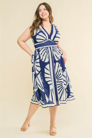 Ready to Ship Blue Print Curvy Dress