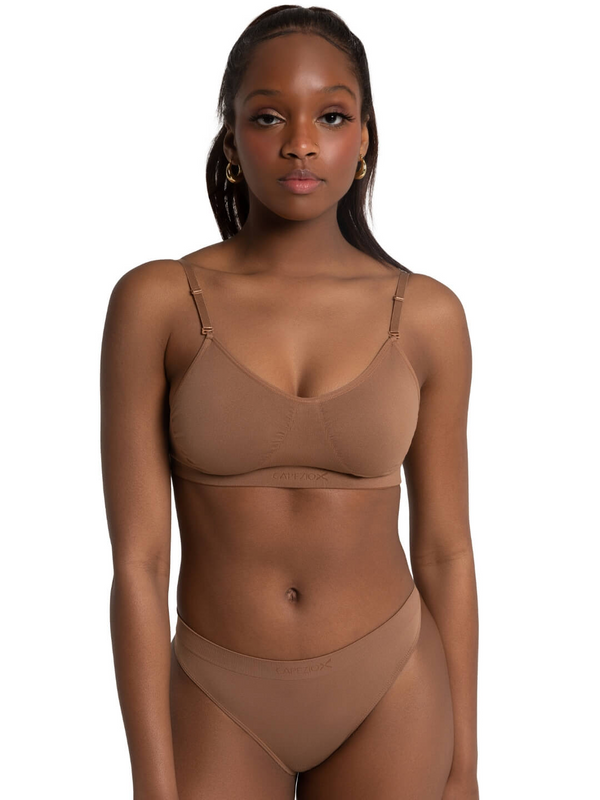 Capezio Ready to Ship Seamless Clear Back Bra - Mocha