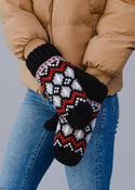 Black, White & Rust Knit Mittens