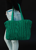 Ready to Ship Cable Knit Tote Bag - Emerald