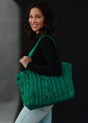 Ready to Ship Cable Knit Tote Bag - Emerald