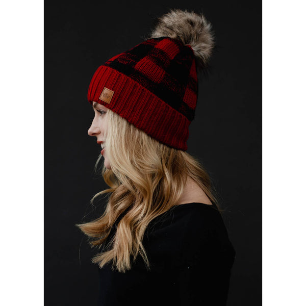 Red Buffalo Plaid Pom Hat