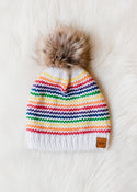 Rainbow Stripe Pom Hat