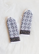 White Snowflake Knit Mittens