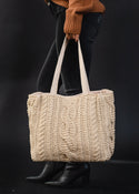 Ready to Ship Cable Knit Tote Bag - Tan