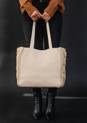 Ready to Ship Cable Knit Tote Bag - Tan