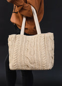 Ready to Ship Cable Knit Tote Bag - Tan