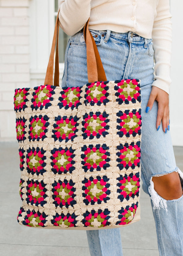 Ready to Ship Crochet Tote Bag - Squares