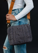 Ready to Ship Cable Knit Shoulder Bag - Grey