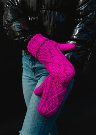 Ready to Ship Bright Pink Knit Mittens