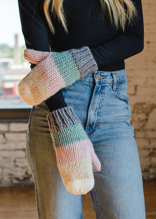 Ready to Ship Pastel Stripe Knit Mittens