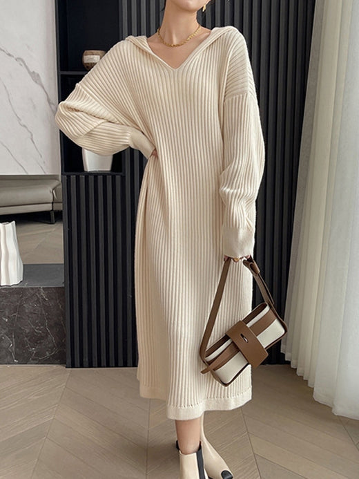 Ready to Ship Ivory Hoodie Sweater Dress