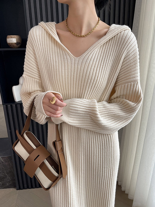 Ready to Ship Ivory Hoodie Sweater Dress