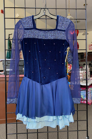 Jerry's Ready to Ship Quadrangle #43 Beaded Skating Dress - Indigo Blue