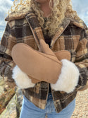 CC Beanie Ready to Ship Faux Suede Mittens - Brown