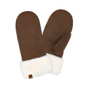 CC Beanie Ready to Ship Faux Suede Mittens - Brown