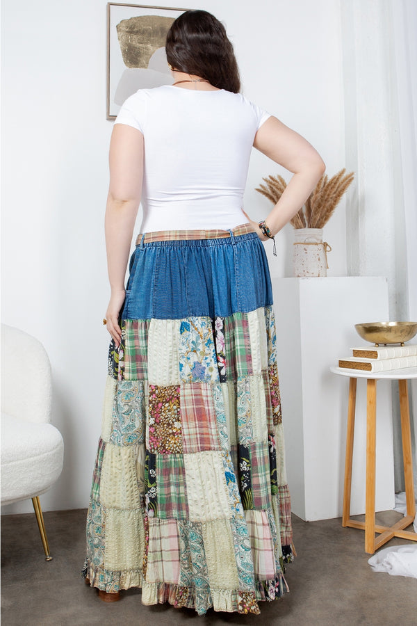 Ready to Ship Patchwork Curvy Skirt