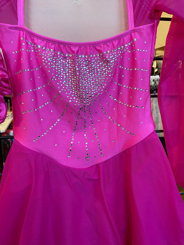 Solitaire Ready to Ship Sweetheart Super Beaded Skating Dress - Bright Pink