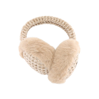 CC Beanie Ready to Ship Faux Fur & Cable Knit Earmuffs - Camel