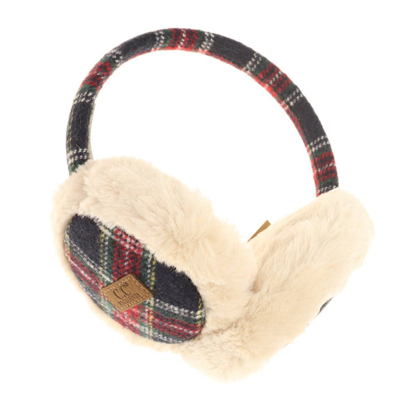 CC Beanie Ready to Ship Plaid Earmuff  - Blue